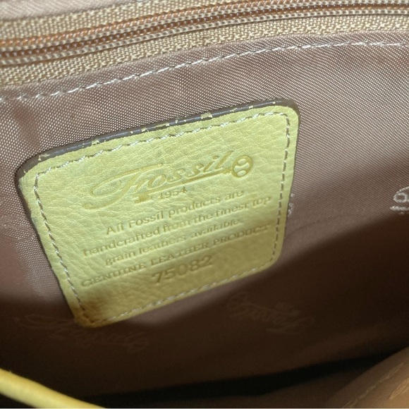 Fossil vintage yellow leather crossbody bag - Picture 5 of 8